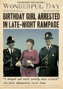 Birthday Girl Arrested - Birthday card