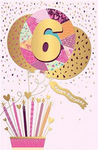 6th Birthday card - pink