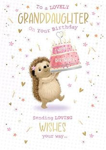 Granddaughter Hartley the Hedgehog Birthday card