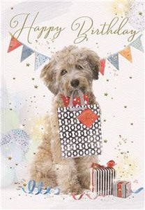 Happy Birthday , white dog - card