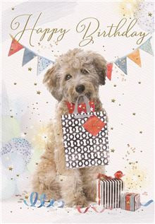 Happy Birthday , white dog - card