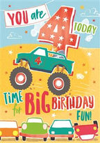 Time for big birthday fun - 4th Birthday card