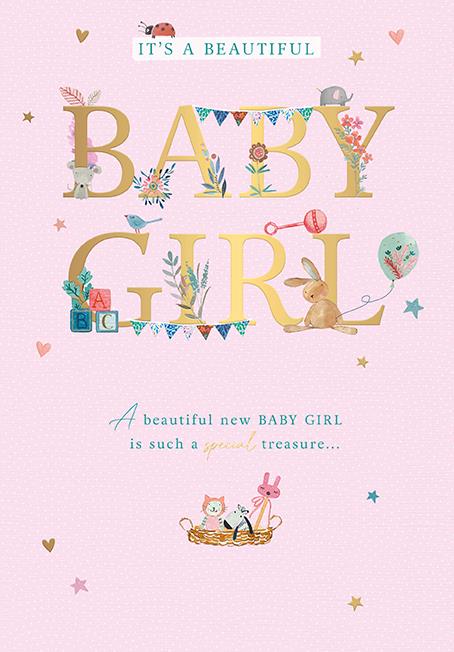 Beautiful baby girl - new baby card