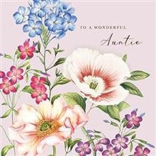Wonderful Auntie - floral birthday card