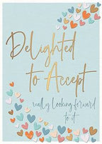 Modern Acceptance card with gold foil text and heart design