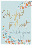 Modern Acceptance card with gold foil text and heart design