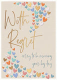 With Regret RSVP card – Elegant taupe with gold foil hearts