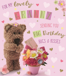 Lovely Granny Birthday card - Barley the Little Brown Bear