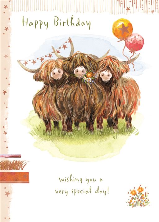 Highland cows  Birthday card