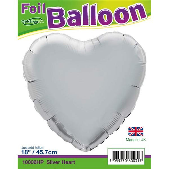 Silver heart - 18” Helium-Filled Balloono