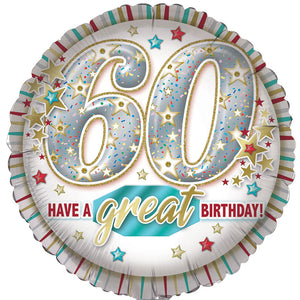 60th Birthday - 18” Helium Filled Balloon