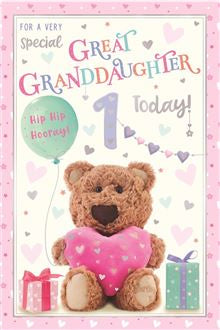 Great Granddaughter - 1st Birthday card