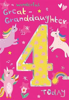 Wonderful Great Granddaughter 4 - Birthday card