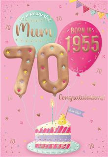 Mum, Born in 1955 - 70th birthday card