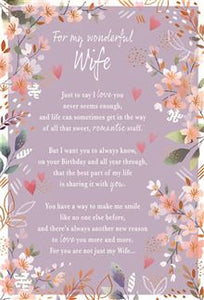 For my wonderful Wife - Birthday card (sentiment)