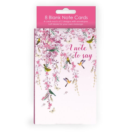 A note to say, birds & butterflies - pack of 8 notecards