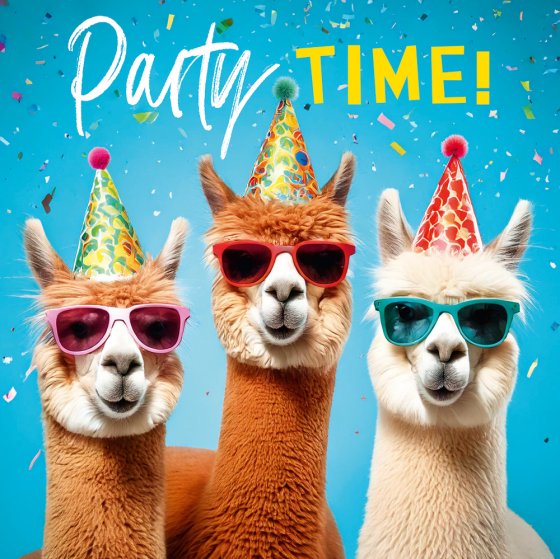 Party alpacas - birthday card