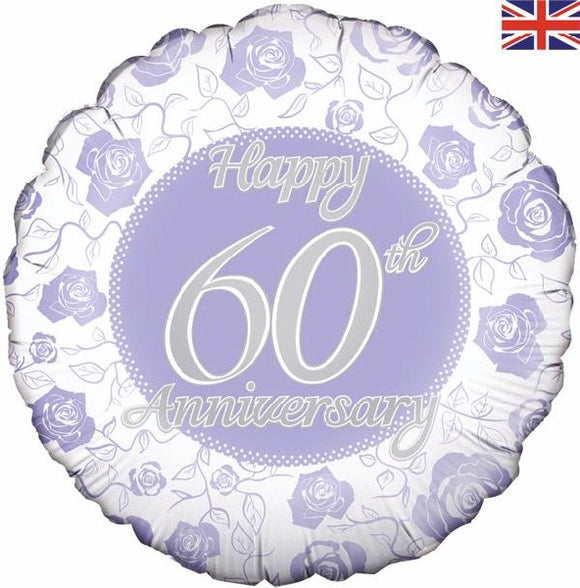 60 Anniversary, purple - Helium Filled Balloon