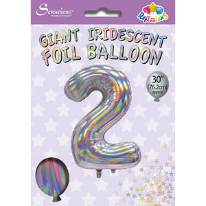 2 - 30" Silver iridescent  helium balloon