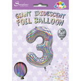3 - 30" Silver iridescent  helium balloon