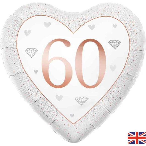 60 Anniversary, heart shaped - Helium Filled Balloon