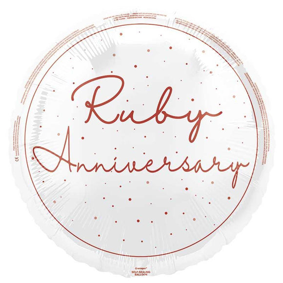 Ruby Anniversary - 18” Helium Filled Balloon