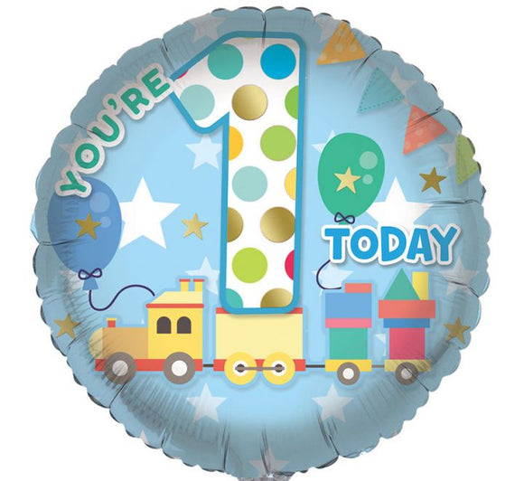 1st Birthday, train- Helium Balloon