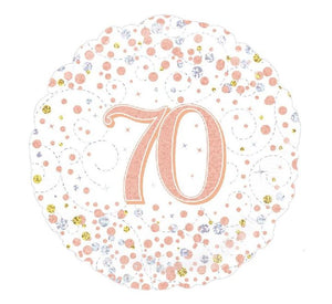 70th Rose gold & silver birthday  - Helium Filled Balloon