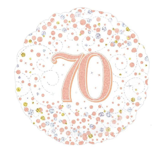 70th Rose gold & silver birthday  - Helium Filled Balloon