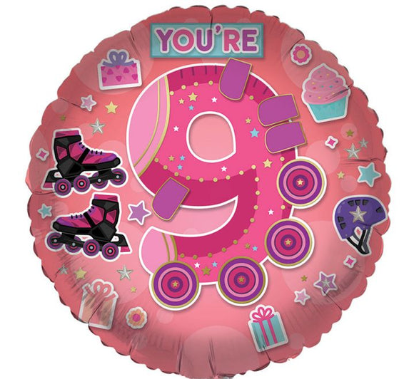 You’re 9 Pink- Helium Filled Balloon