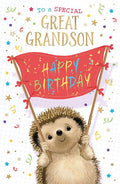 Special Great Grandson -Hartley Hedgehog birthday card