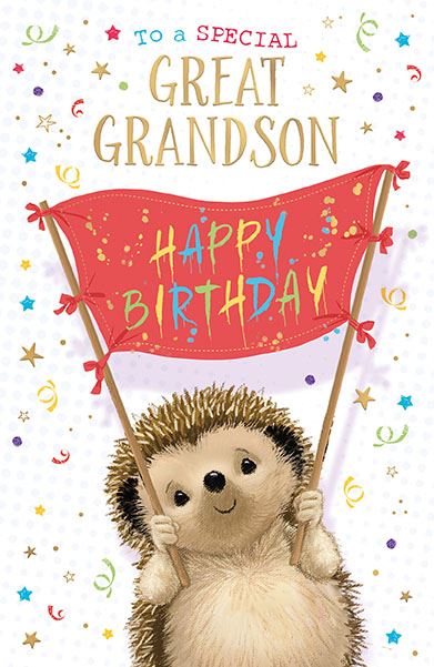 Special Great Grandson -Hartley Hedgehog birthday caard