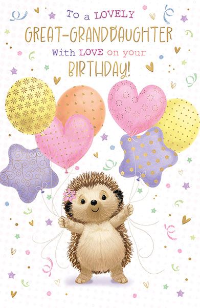 Special Great-Granddaughter-, Hartley Hedgehog birthday card