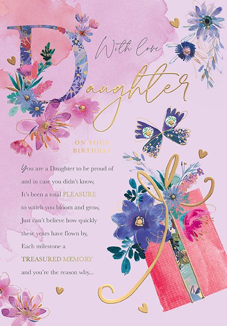 With love Daughter - Birthday card