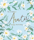 Lovely Auntie - blue & floral birthday card