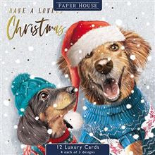 Christmas dogs - Box of 12 Luxury  Christmas cards