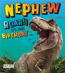 Nephew, Roar- Jurassic World birthday card