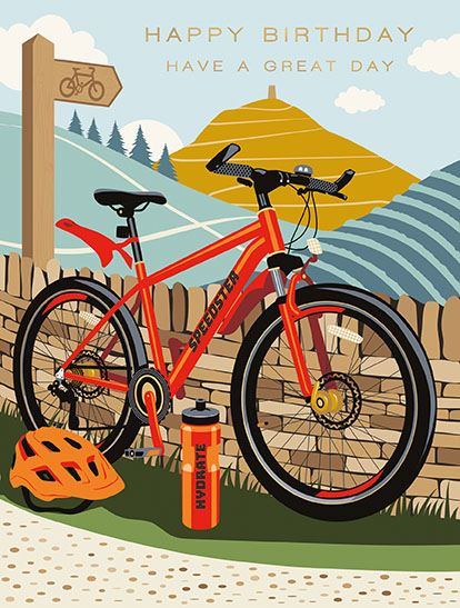 Countryside cycling - birthday card