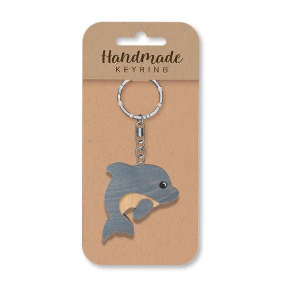 Dolphin wooden keyring