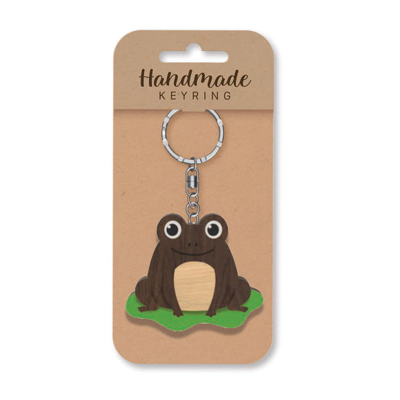 Frog wooden keyring