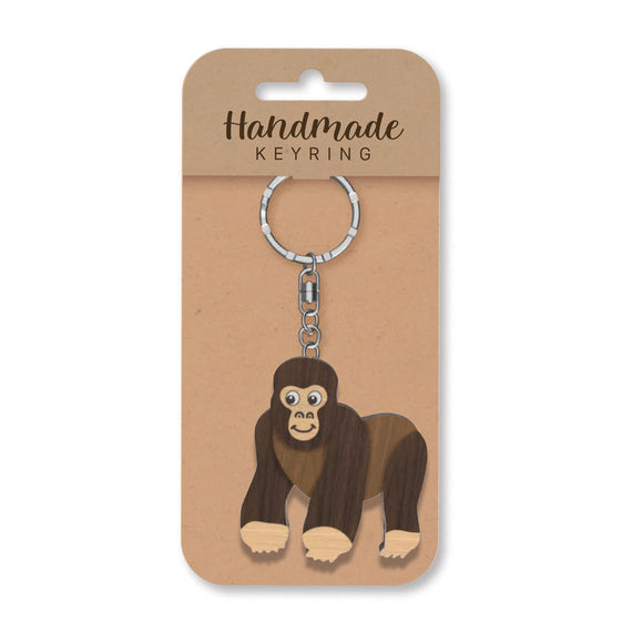 Gorilla wooden keyring