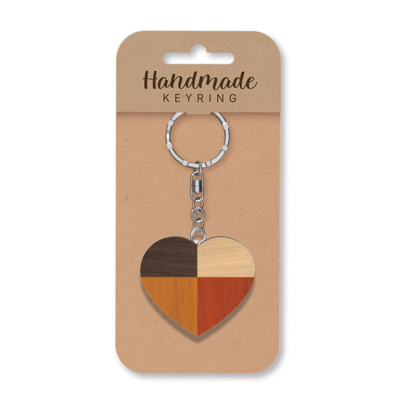 Heart wooden keyring