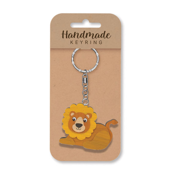 Lion wooden keyring