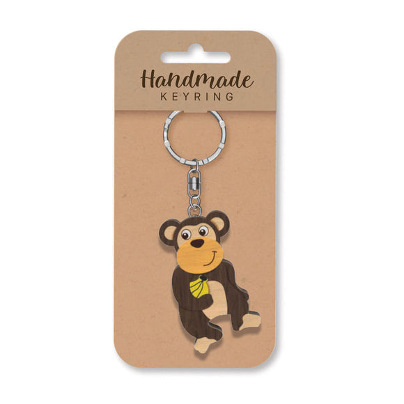 Monkey wooden keyring