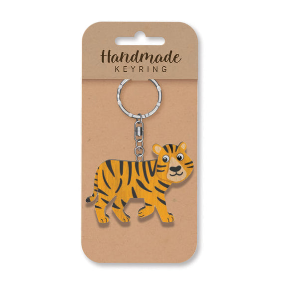 Tiger wooden keyring