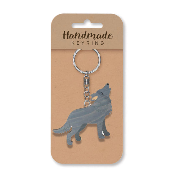 Wolf  wooden keyring