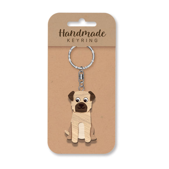 Border terrier wooden keyring