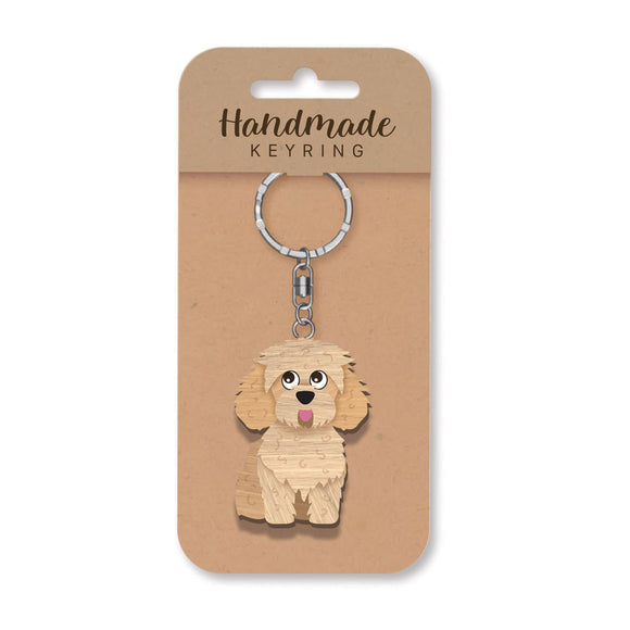 Cavapoo wooden keyring