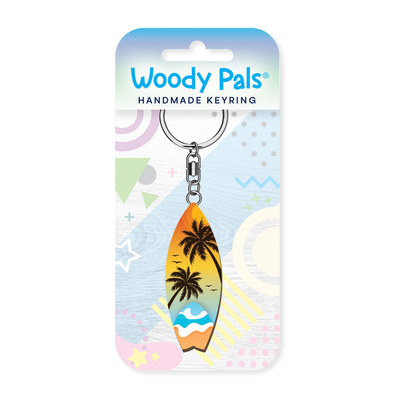 Surfboard wooden keyring