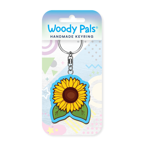 Sunflower wooden keyring